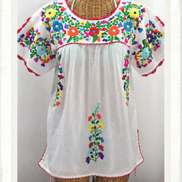 NWOT Size Large Siren La Primavera hand-embroidered Mexican style peasant top - Picture 2 of 9